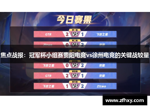 焦点战报：冠军杯小组赛贵阳电竞vs徐州电竞的关键战较量